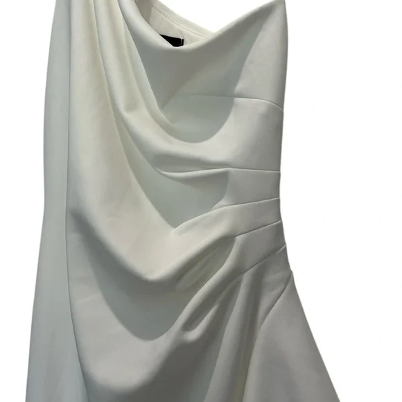 Exscape Flo One Shoulder Ruffle Dress Ivory Formal Spring Summer Event Size 16 - Picture 6 of 9
